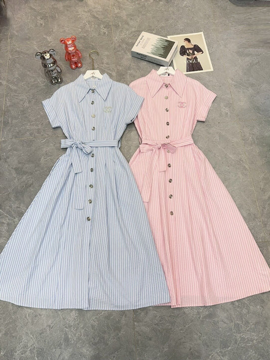 CC Embroidery Collar Waist Dress