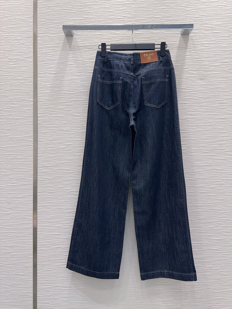 Dark Raw Denim Logo Jeans