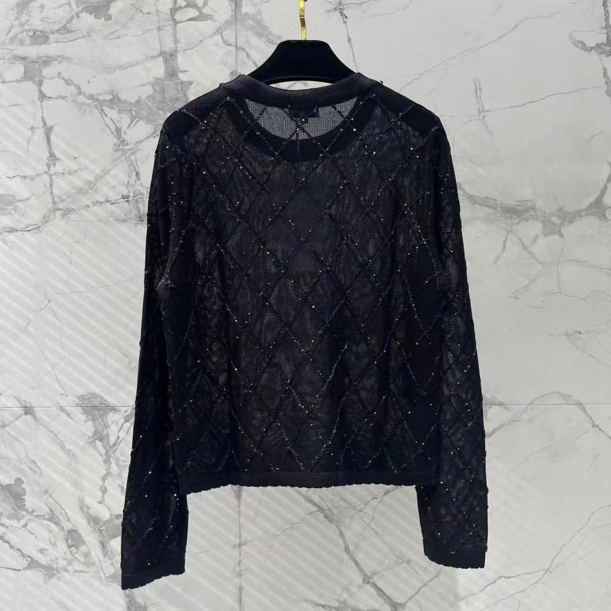 Diamond Quilted Beaded Long Sleeve