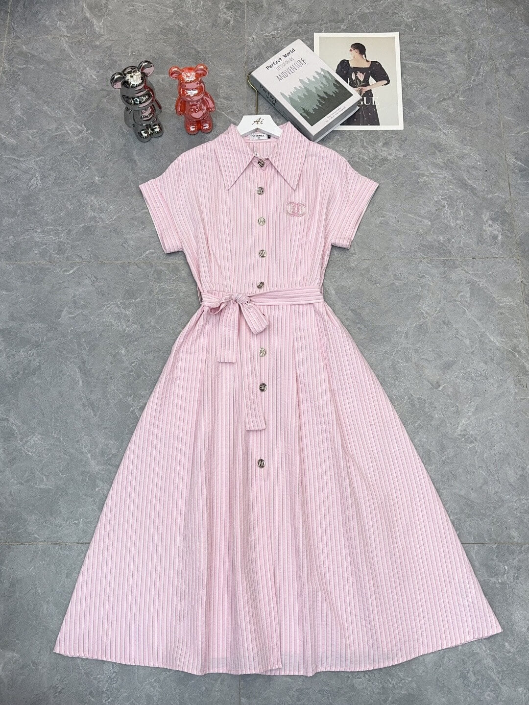 CC Embroidery Collar Waist Dress