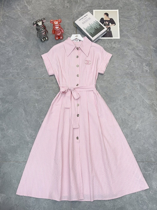 CC Embroidery Collar Waist Dress