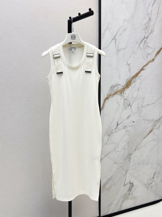 Buckle Strap Knit Midi Dress