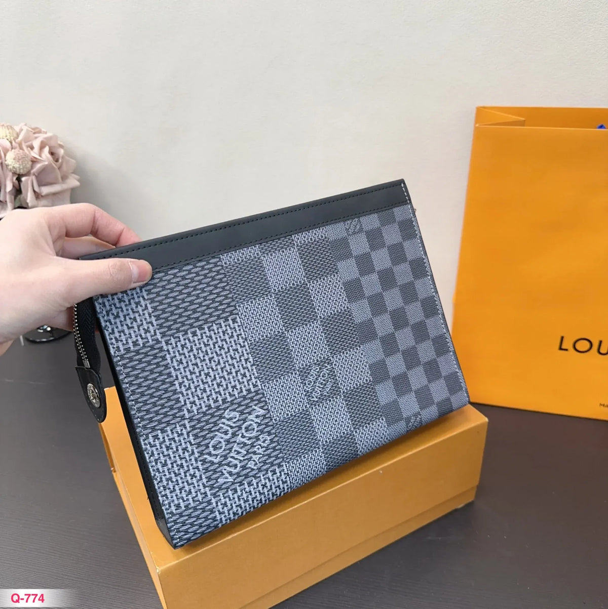 Checkerboard Patchwork Clutch Bag