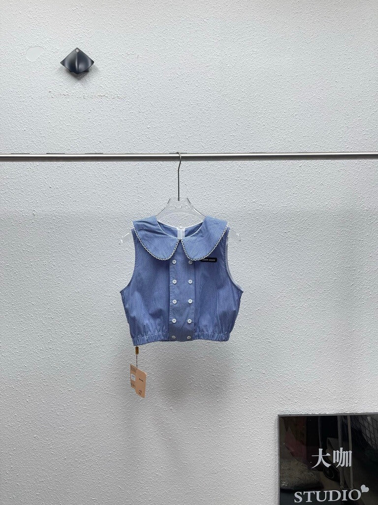 Peter Pan Collar Vest Skirt Set