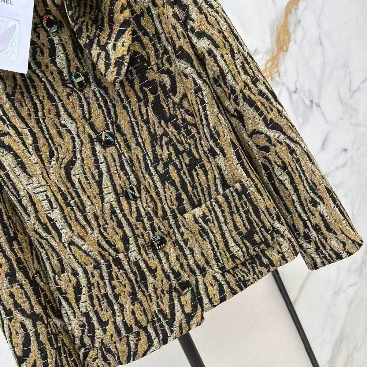 Woven Textured Leopard Jacket