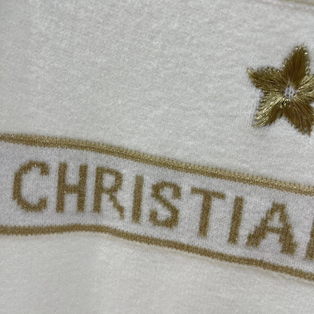 Star and Letter Embroidered Knitted Short Sleeve