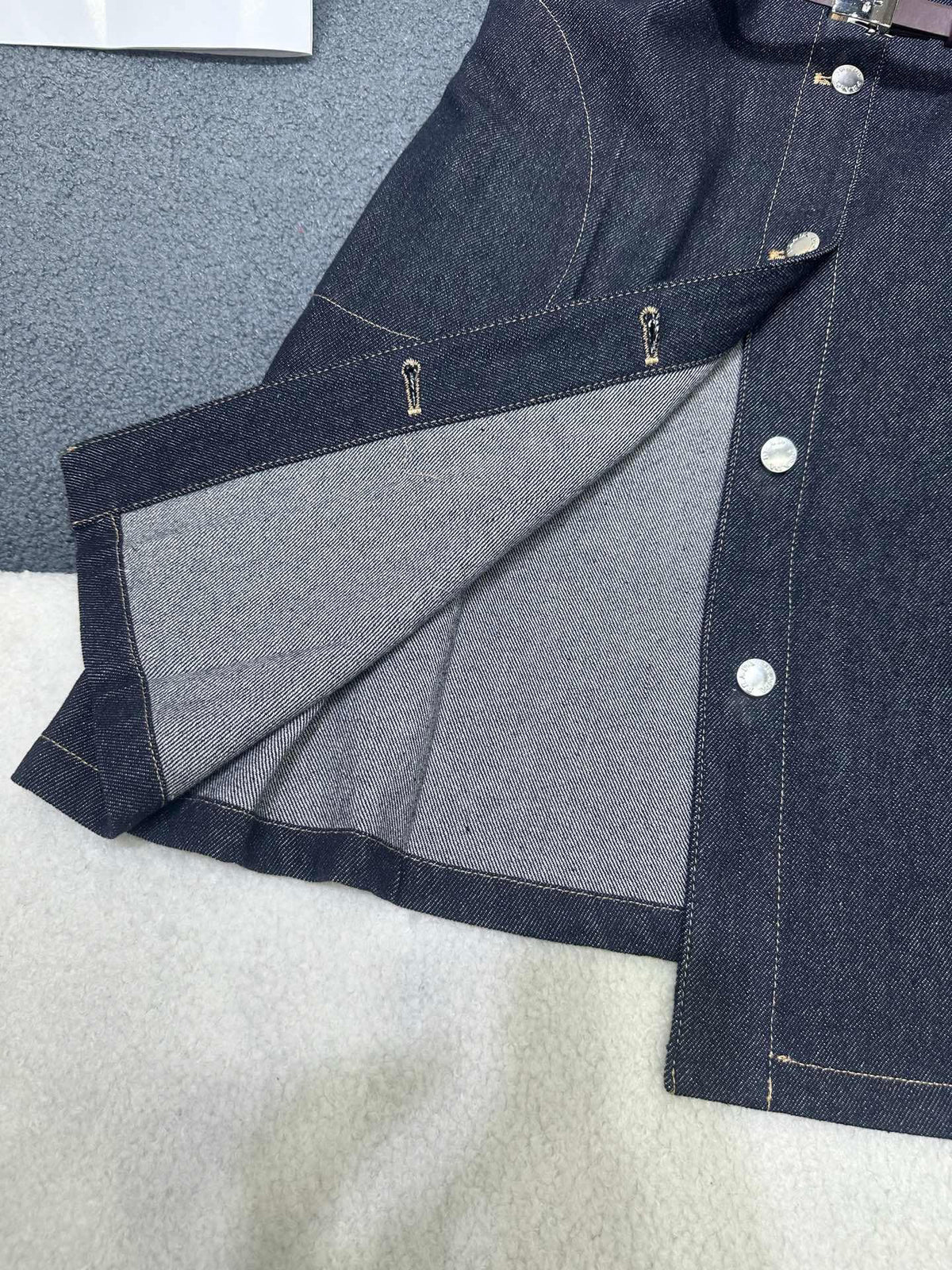 Belted Stitch Detail Denim Shirtdress