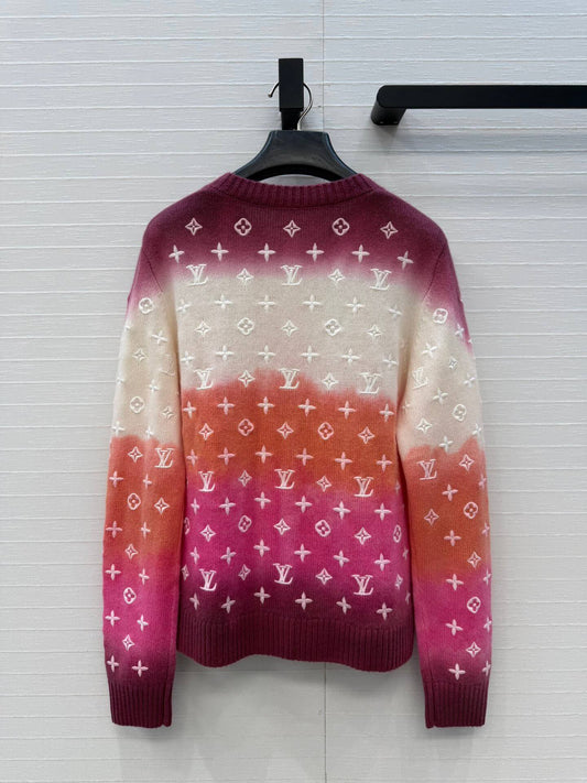 Gradient Embroidery Knit Cardigan