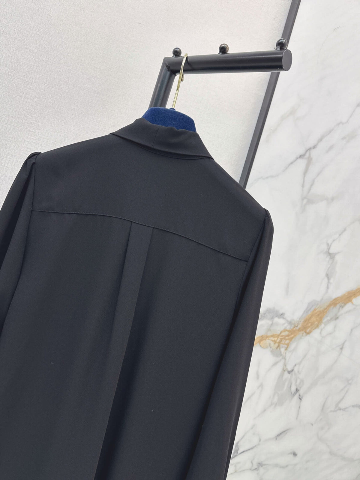 Black Bow Tie Pleated Shirt Dress