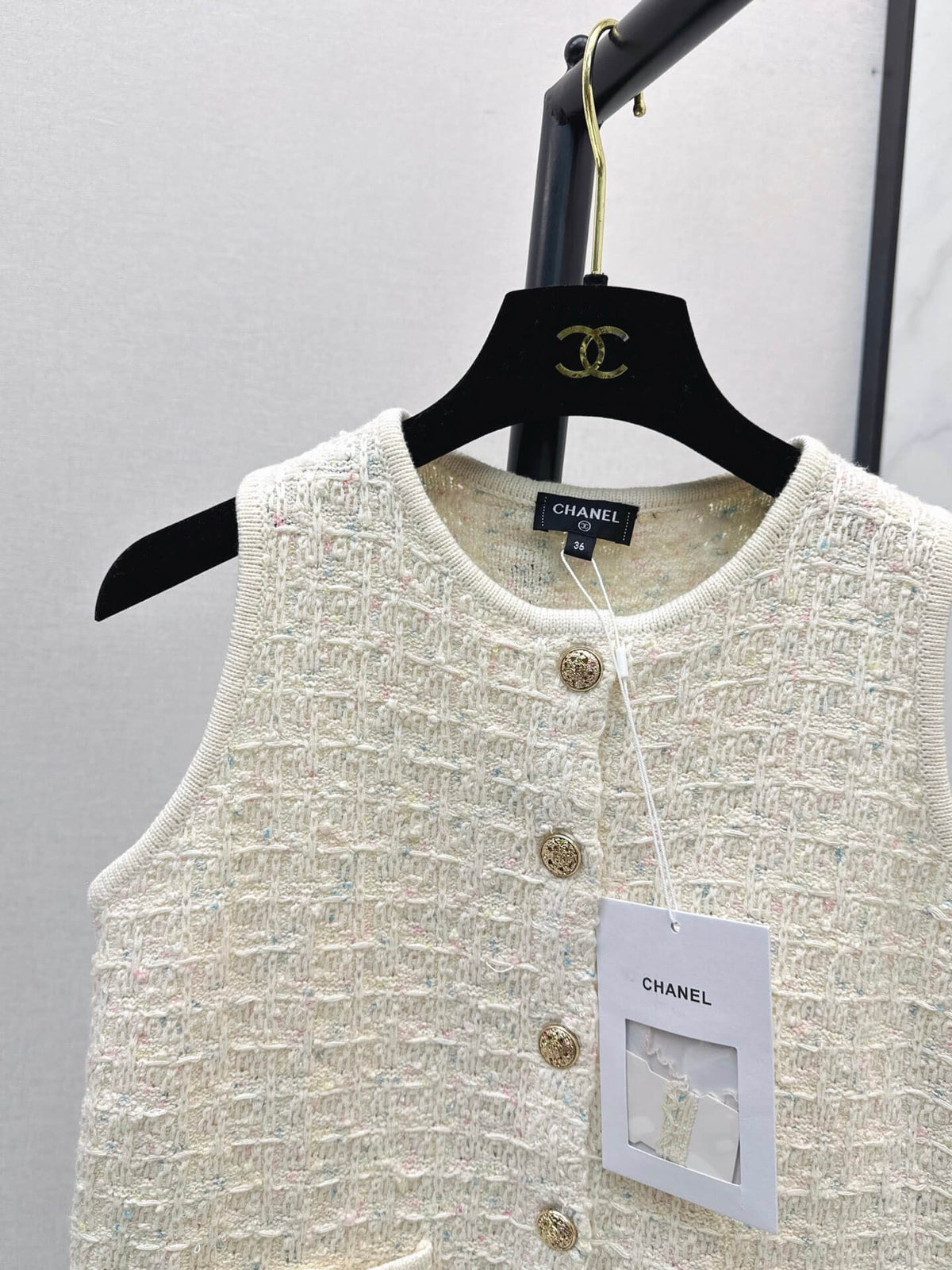 Textured Gold Button Knit Vest