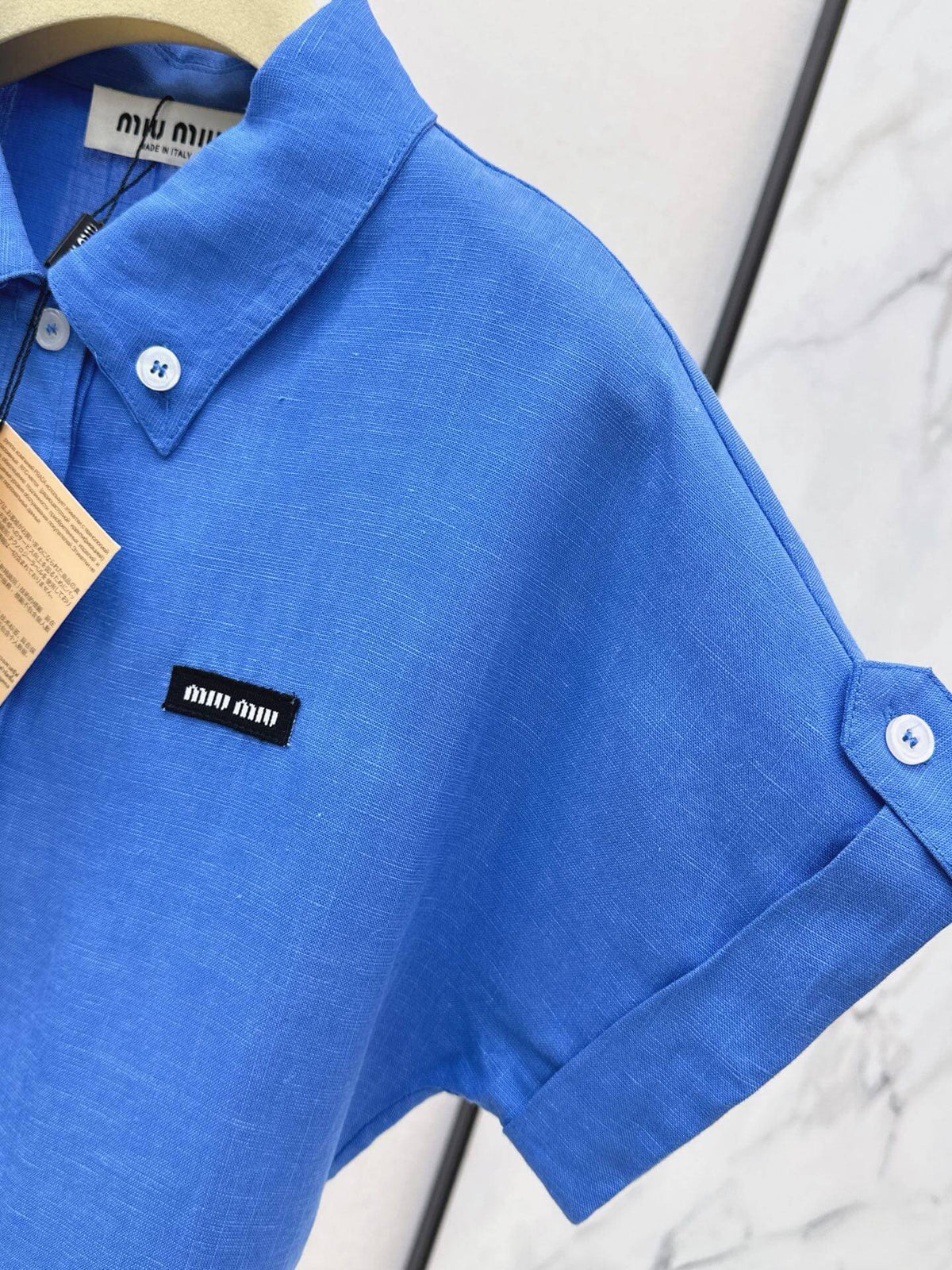 Pocket Detail Linen Shirt Mini Dress