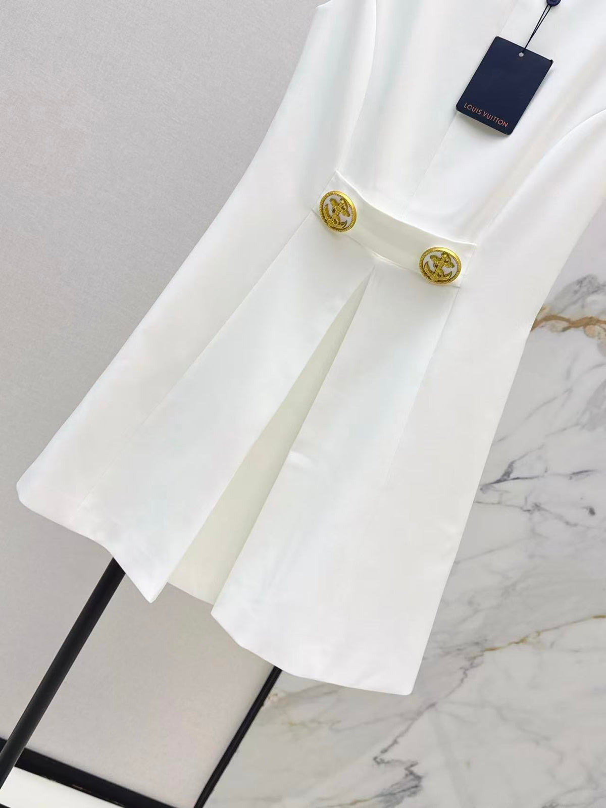Gold Button Sleeveless Dress