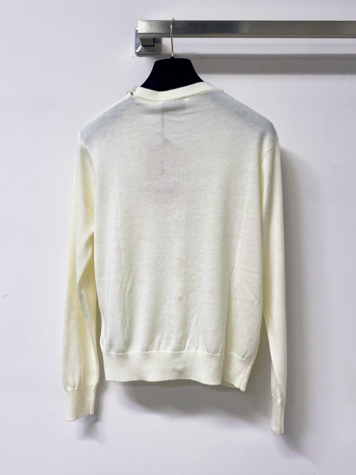 Pearl Trim Embroidered Knit Cardigan