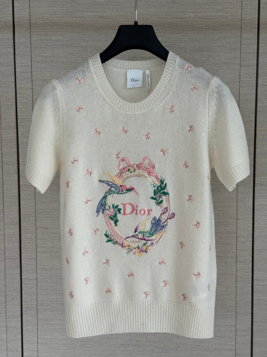Short Sleeve Embroidered Sweater