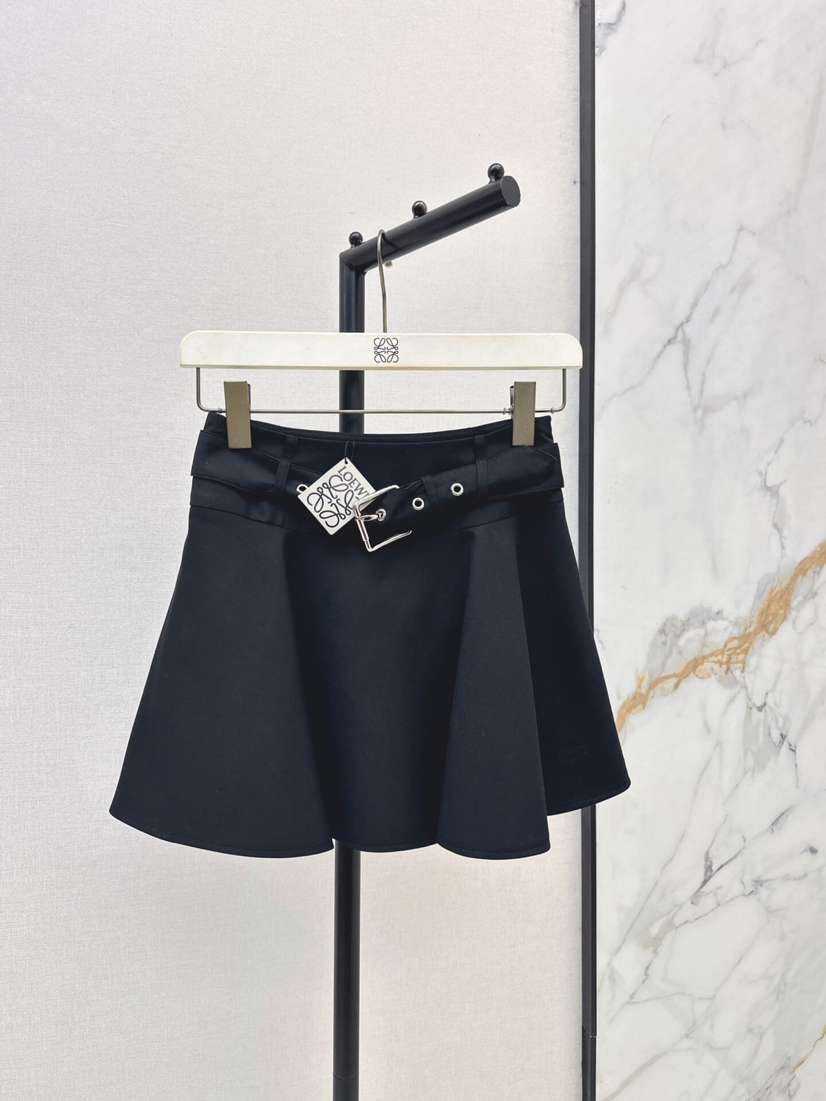 Belted A-line Mini Skirt
