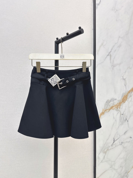 Belted A-line Mini Skirt