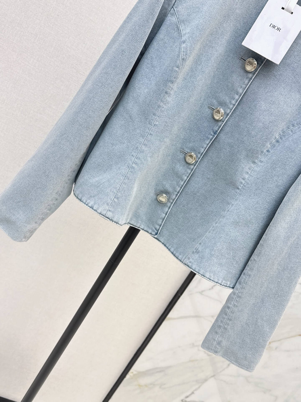 Commute Elegant Denim Jacket Skirt Set