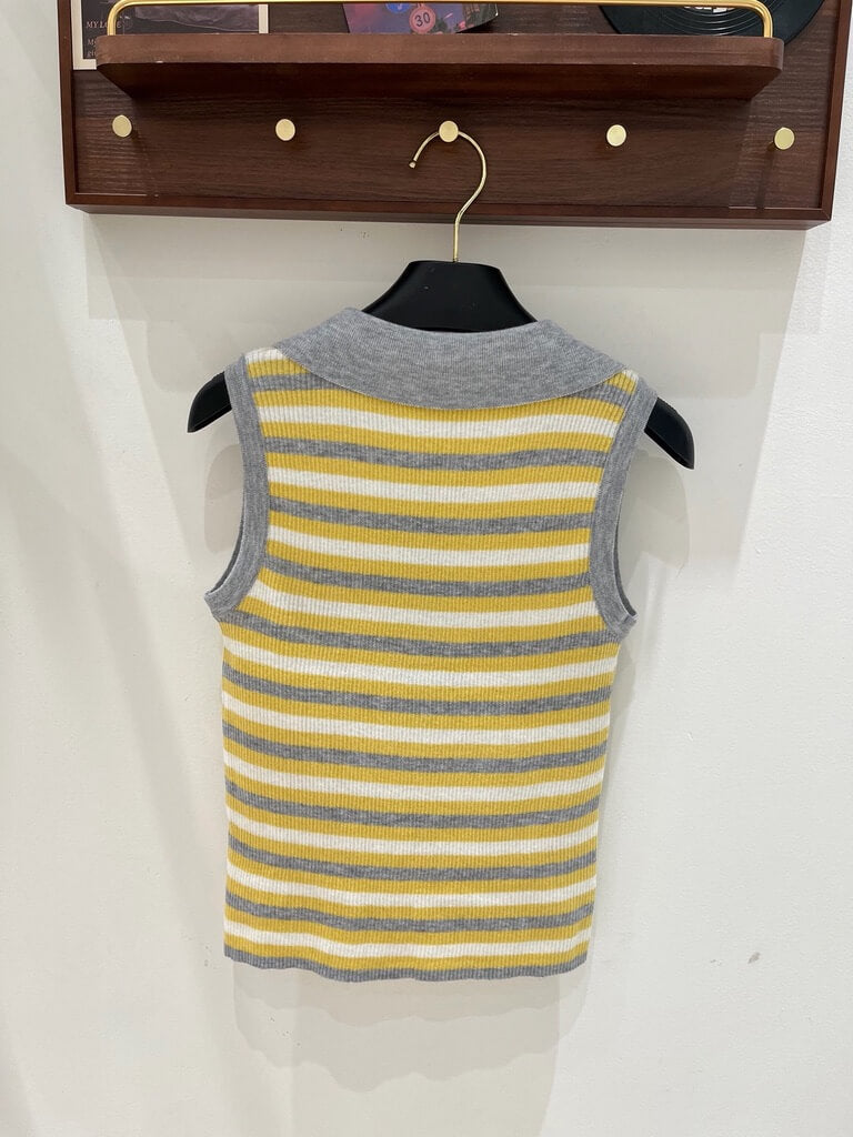 Stripe Polo Knit Vest And Top