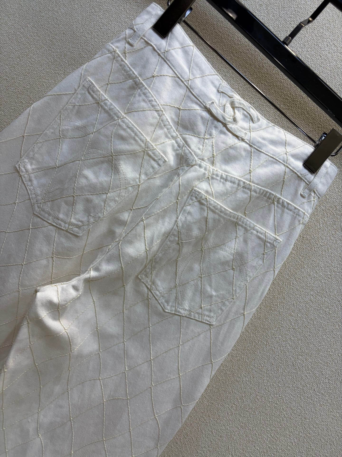 Diamond Stitch Wide Leg Jeans