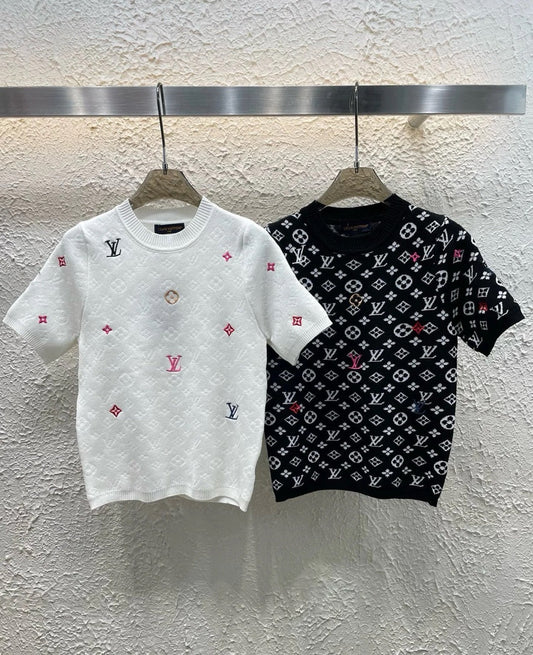 Classic Embroidered Lettering Knitted Top