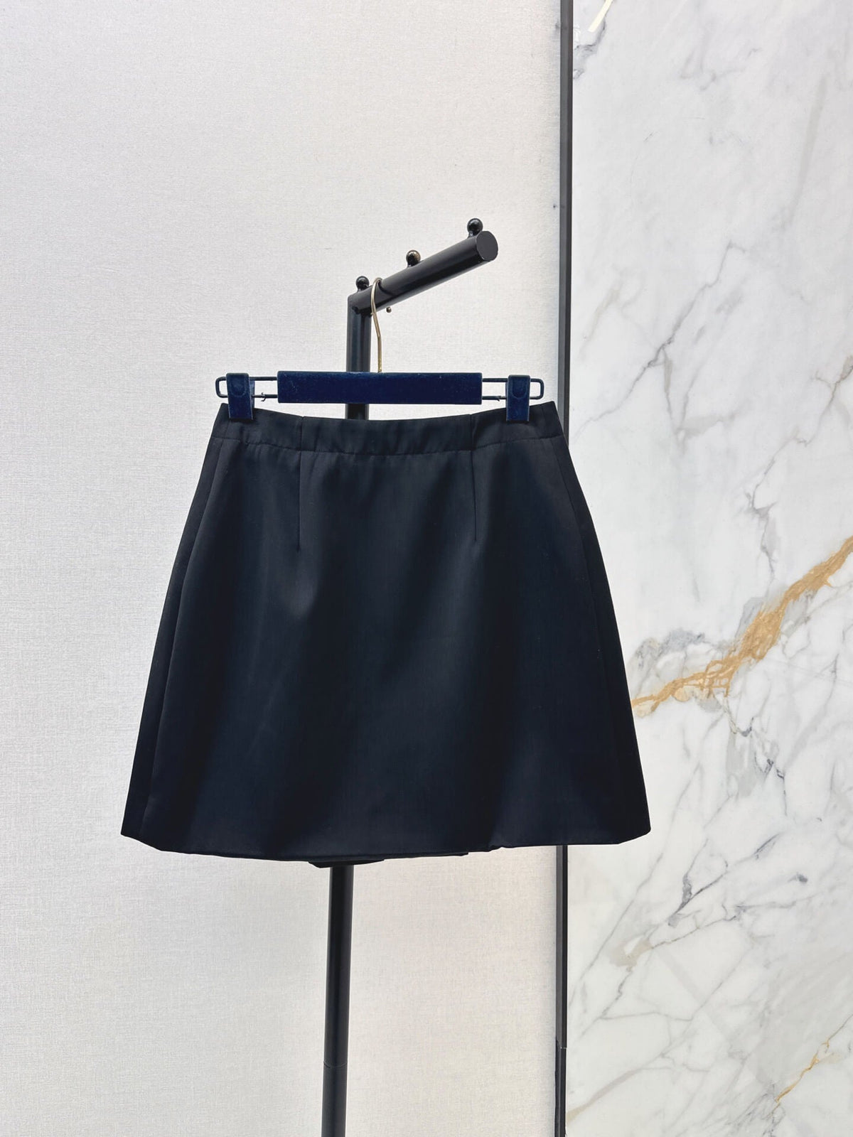 Black Belted Coat & Zipper Skirt Set