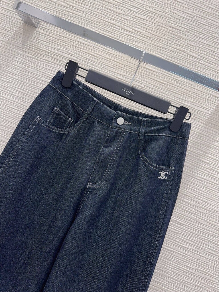 Dark Raw Denim Logo Jeans