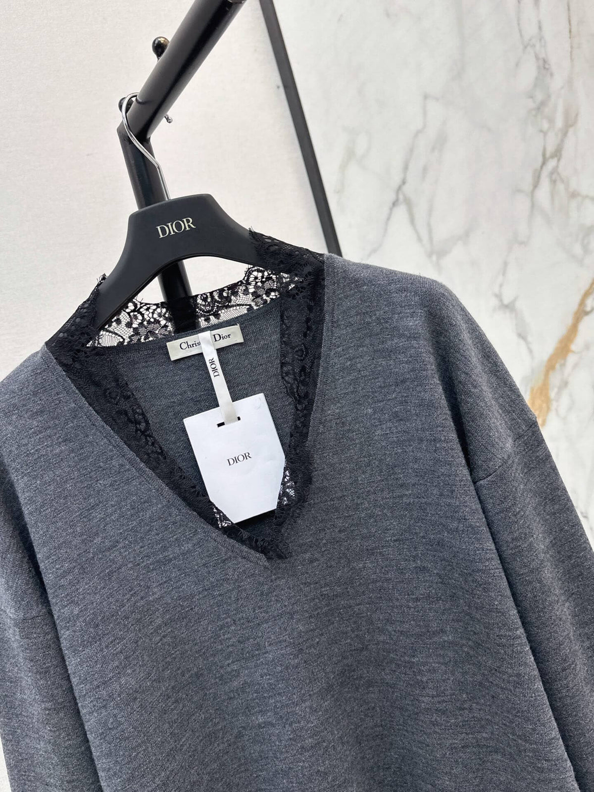 Lace V-neck Knit Top