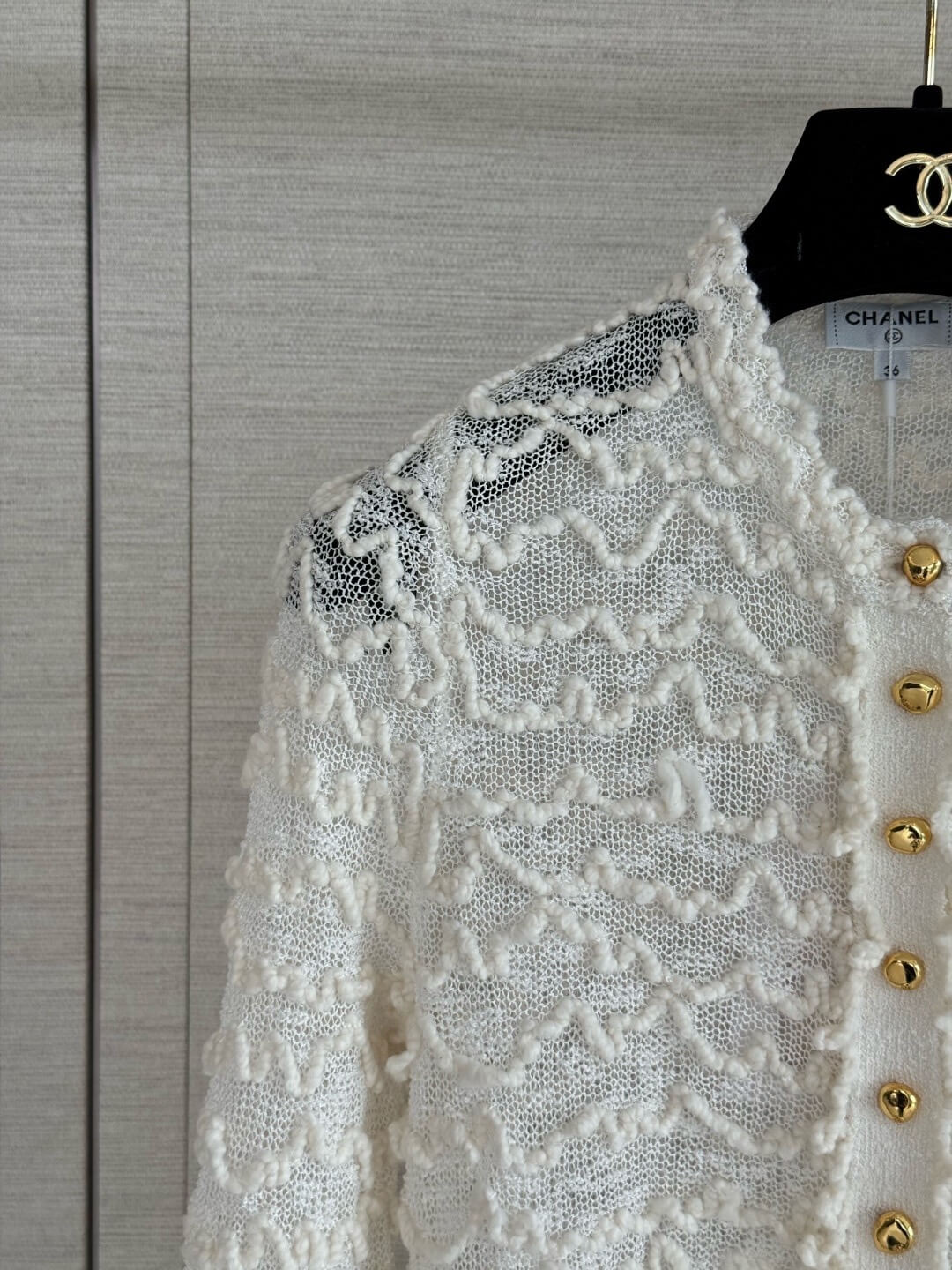 Wavy Textured Mesh Knit Cardigan