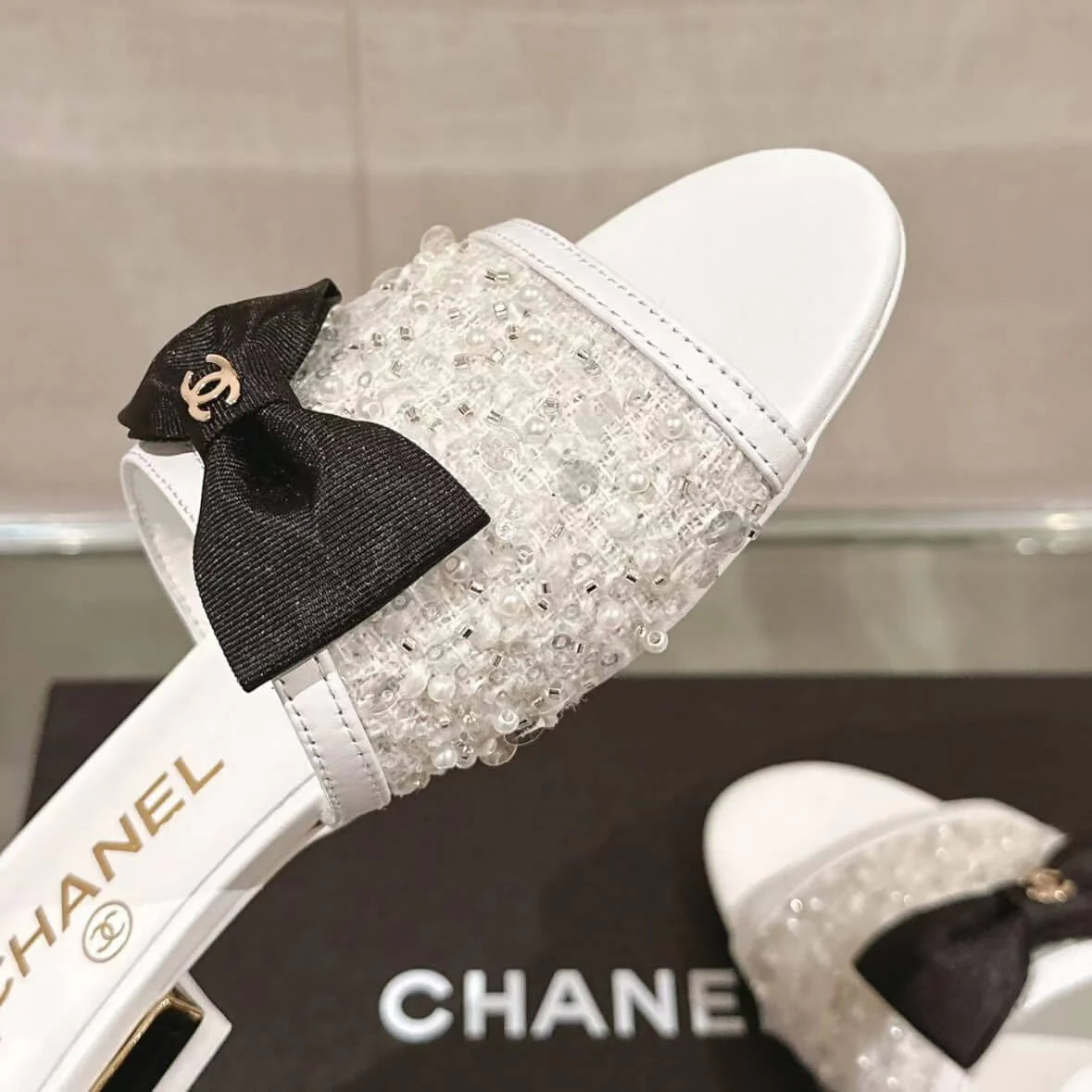 Elegant Sequined Bow Sandals