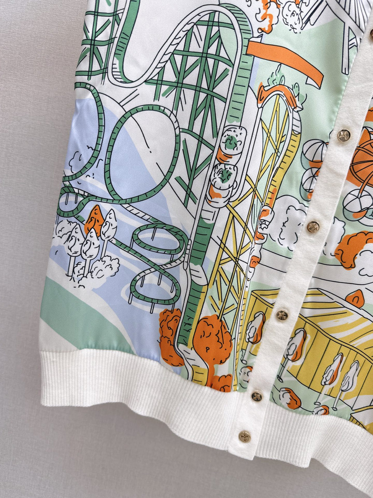 Ferris Wheel Print Spliced Cardigan