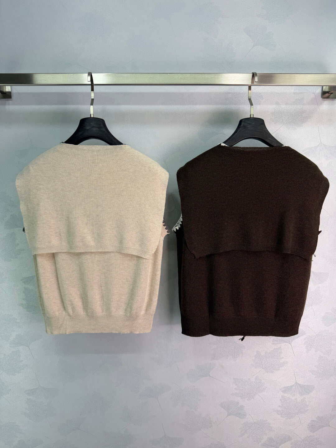 Tie Shawl Scallop Edge Knit Vest