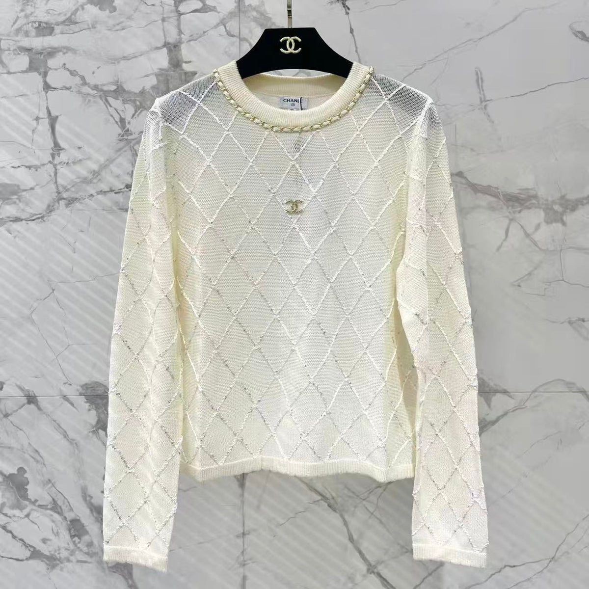 Diamond Quilted Beaded Long Sleeve
