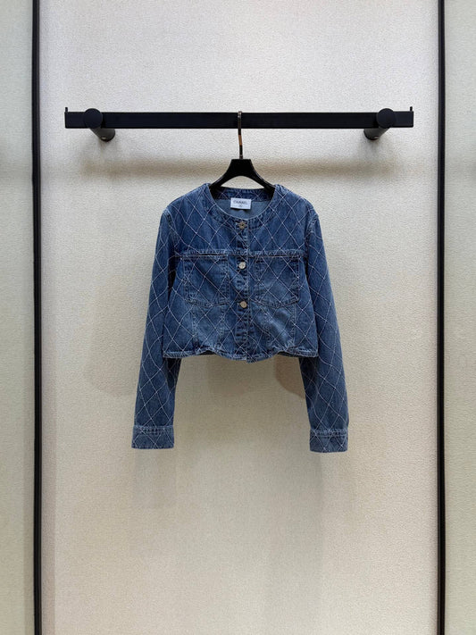 Diamond Stitch Cropped Jacket