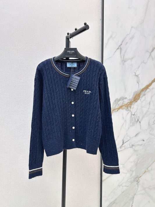 Speckled Cable Knit Crew Cardigan