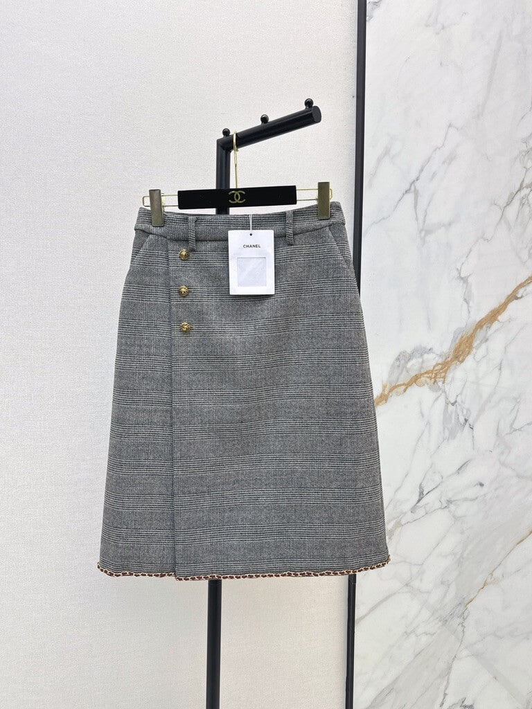 Plaid Cropped Blazer Skirt Set