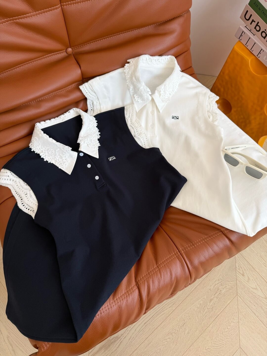 Lace Collar Sleeveless Polo Mini Dress