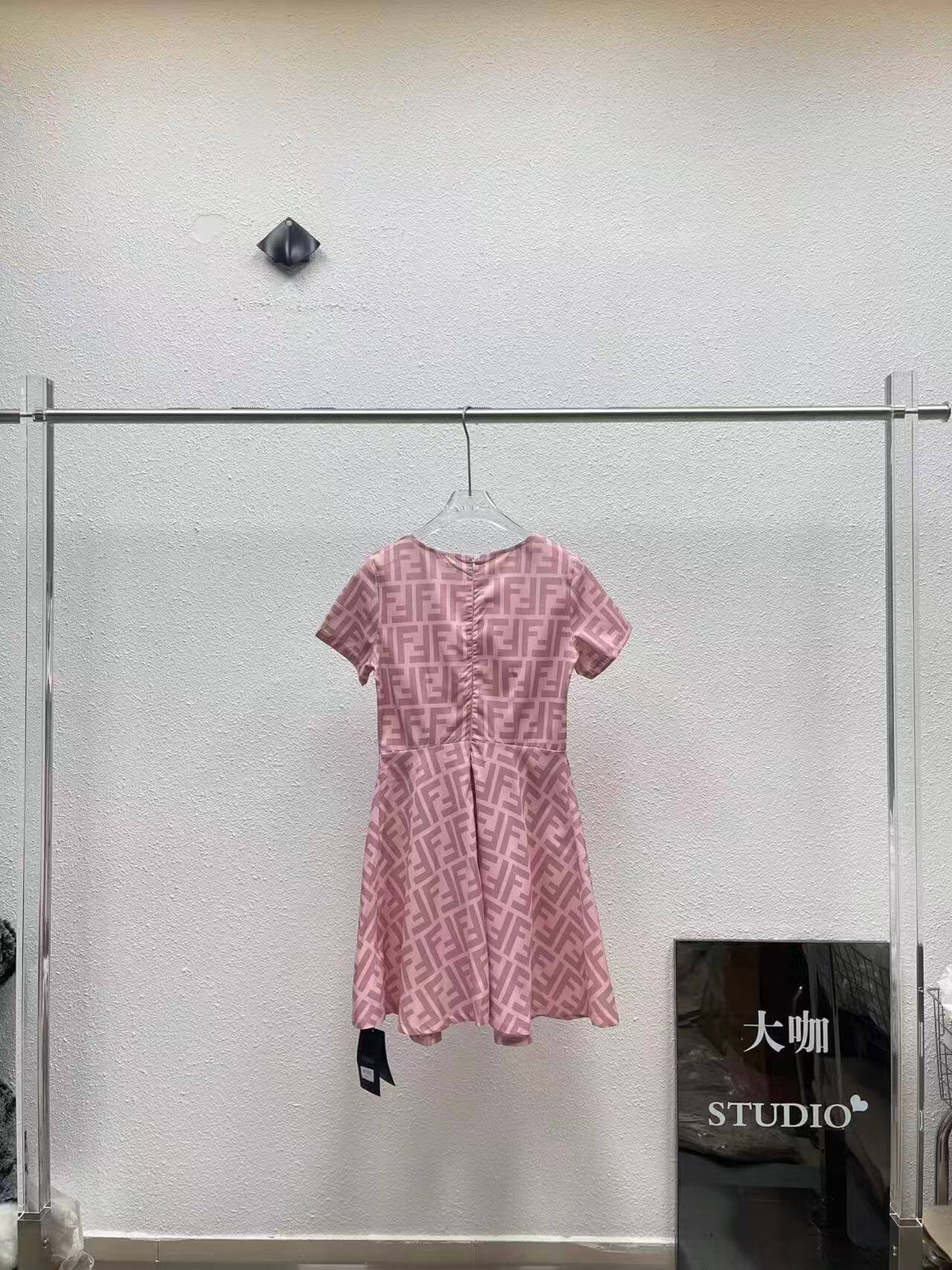 All Over Print Bow Waist Mini Dress