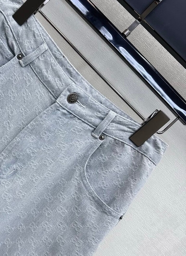 All Over Monogram Denim Vest and Jeans Set