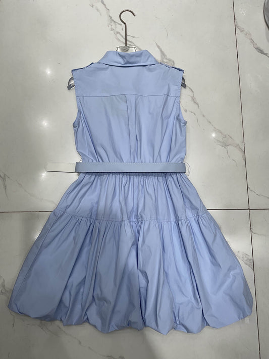 Epaulet Belted Sleeveless Shirt Mini Dress