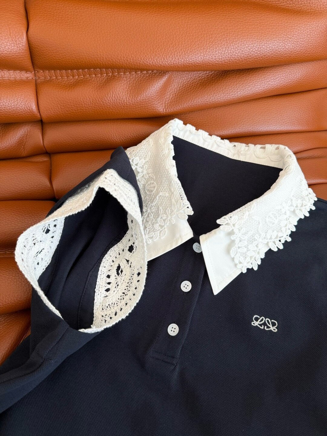 Lace Collar Sleeveless Polo Mini Dress