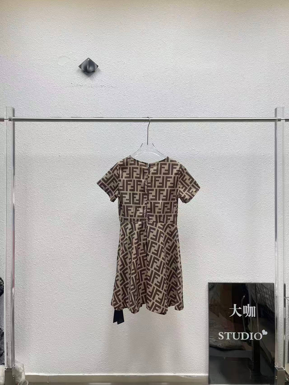 All Over Print Bow Waist Mini Dress