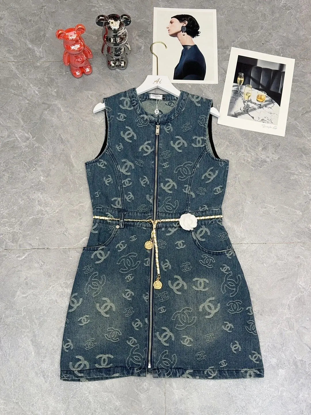 Sleeveless Zip Jean Dress