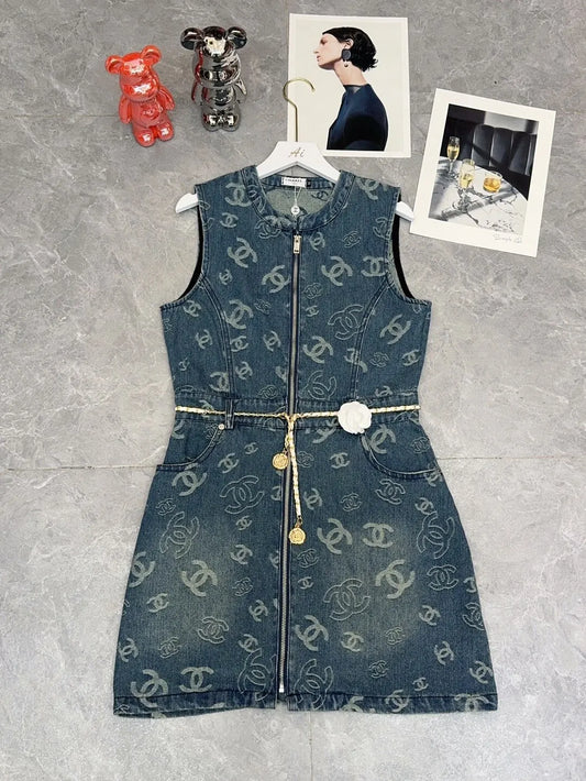Sleeveless Zip Jean Dress