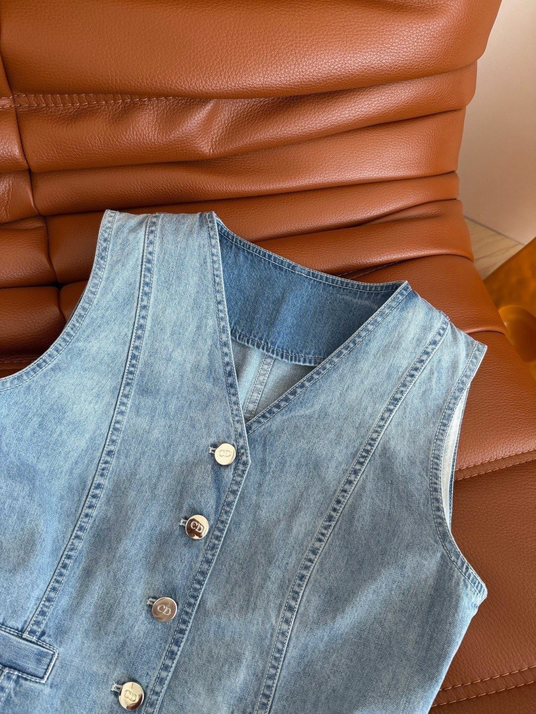 Embroidery Denim Vest Wide Leg Pant Set