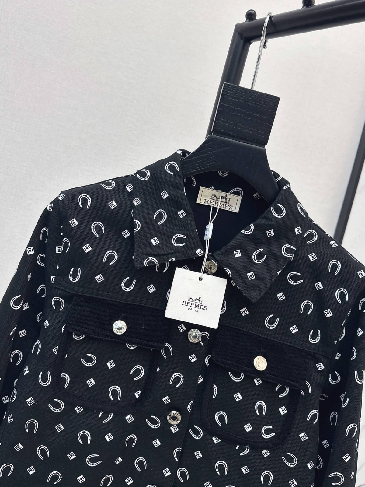 Button Front Printed Crop Jacket
