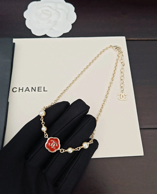 Minimalist Red Petal Pendant Necklace