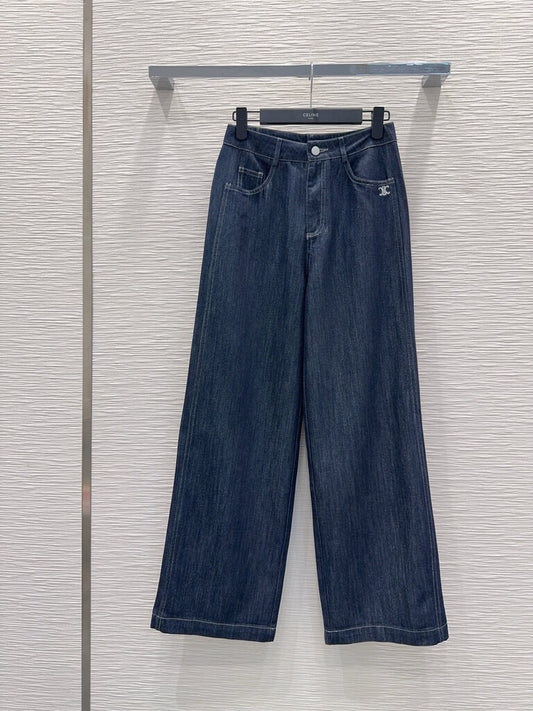 Dark Raw Denim Logo Jeans