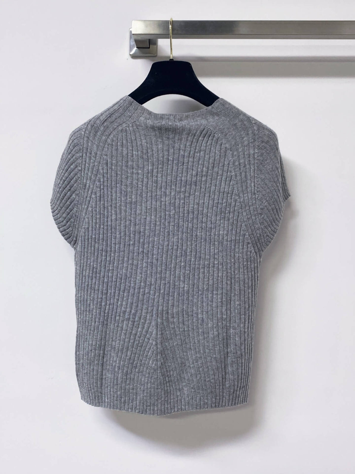 Rib Knit Cap Sleeve Crew Neck Top