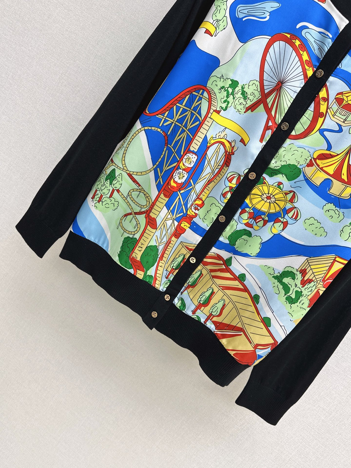 Ferris Wheel Print Spliced Cardigan