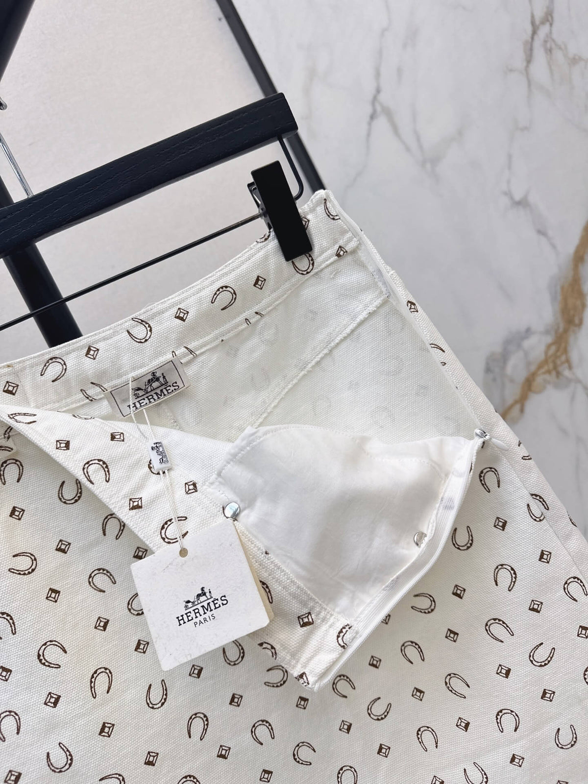 Horseshoe Print Denim Mini Skirt